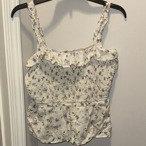 Old Navy Floral Smocked Camisole - Cream and Purple
